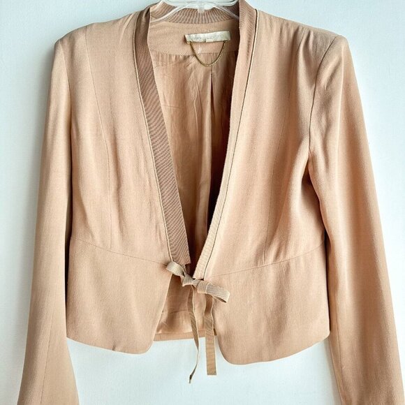Vanessa Bruno Nude Beige Cropped Tie Closure Jacket S - Picture 4 of 8